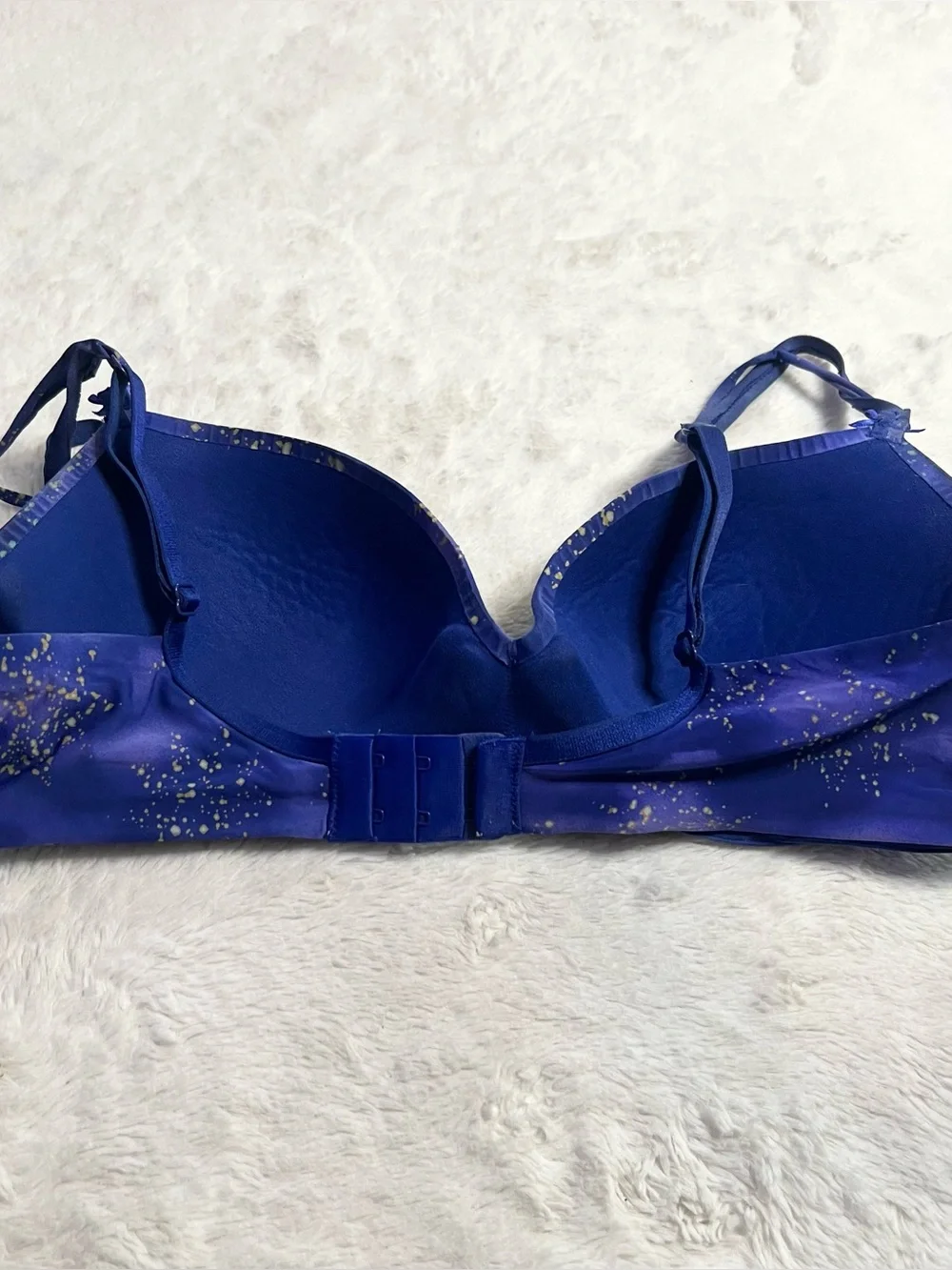 Victoria’s Secret Blue & Gold Rhinestone Speckle Lined Demi Bra Size 36C